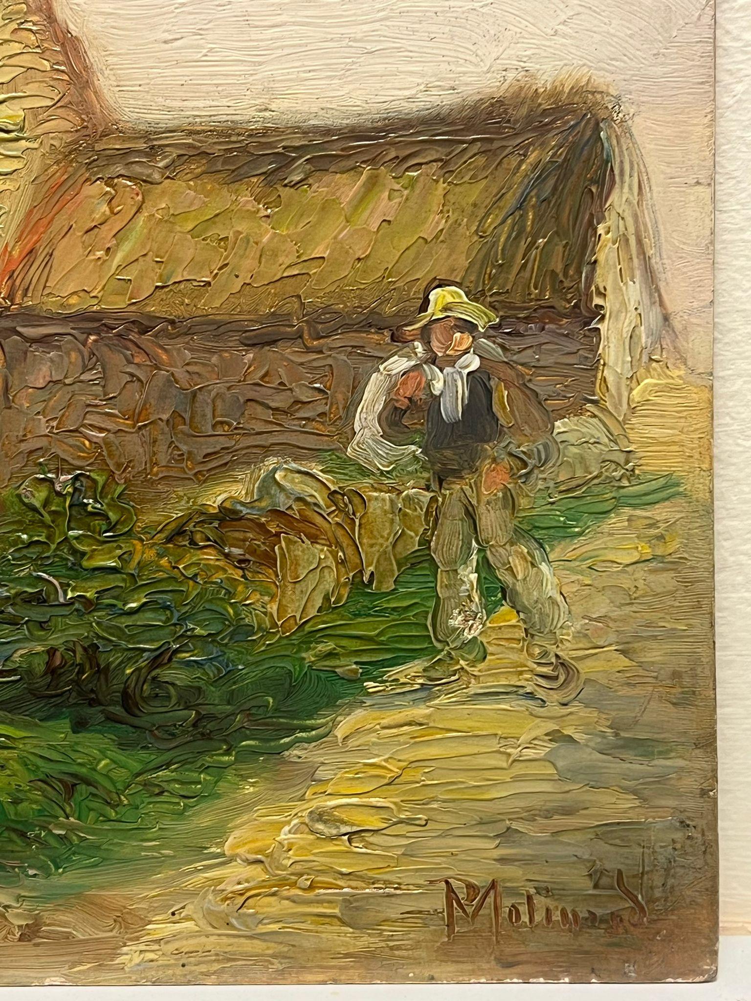 Rustikales Dorf
Paul Molinard 19/ 20. Jahrhundert Französischer Künstler 
signiertes Öl auf Tafel, ungerahmt
Tafel: 10,5 x 14,5 Zoll
Verso beschriftet
Provenienz: Privatsammlung, Frankreich
Condit: sehr guter Zustand

Für weitere Informationen