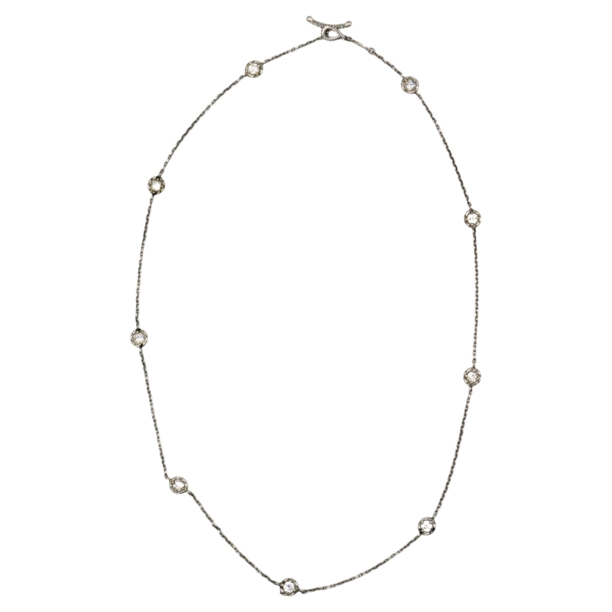 Paul Moreli Diamant-Halskette 9 runde Steine Platin Kette im Angebot