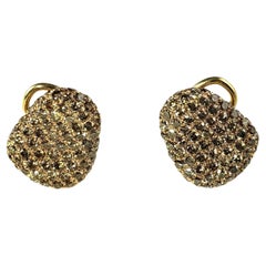 Paul Morelli 18 Karat Rose/Yellow Gold Pave Diamond Pebble Earrings