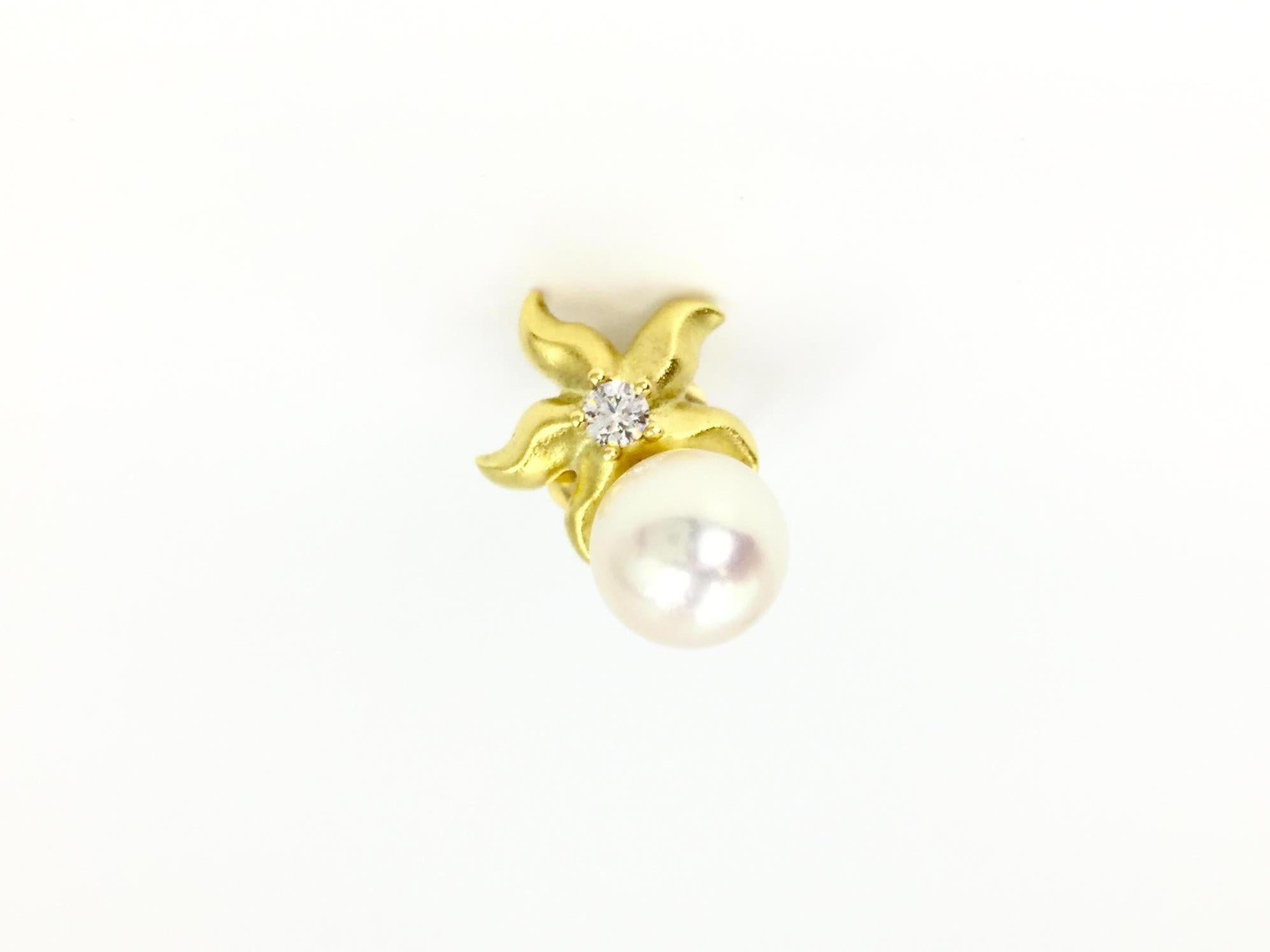 Modern Paul Morelli 18 Karat Starfish Pearl Earrings with Diamonds