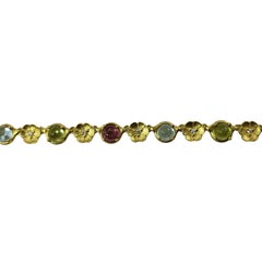 Paul Morelli 18 Karat Yellow Gold Gemstone and Diamond Flower Necklace