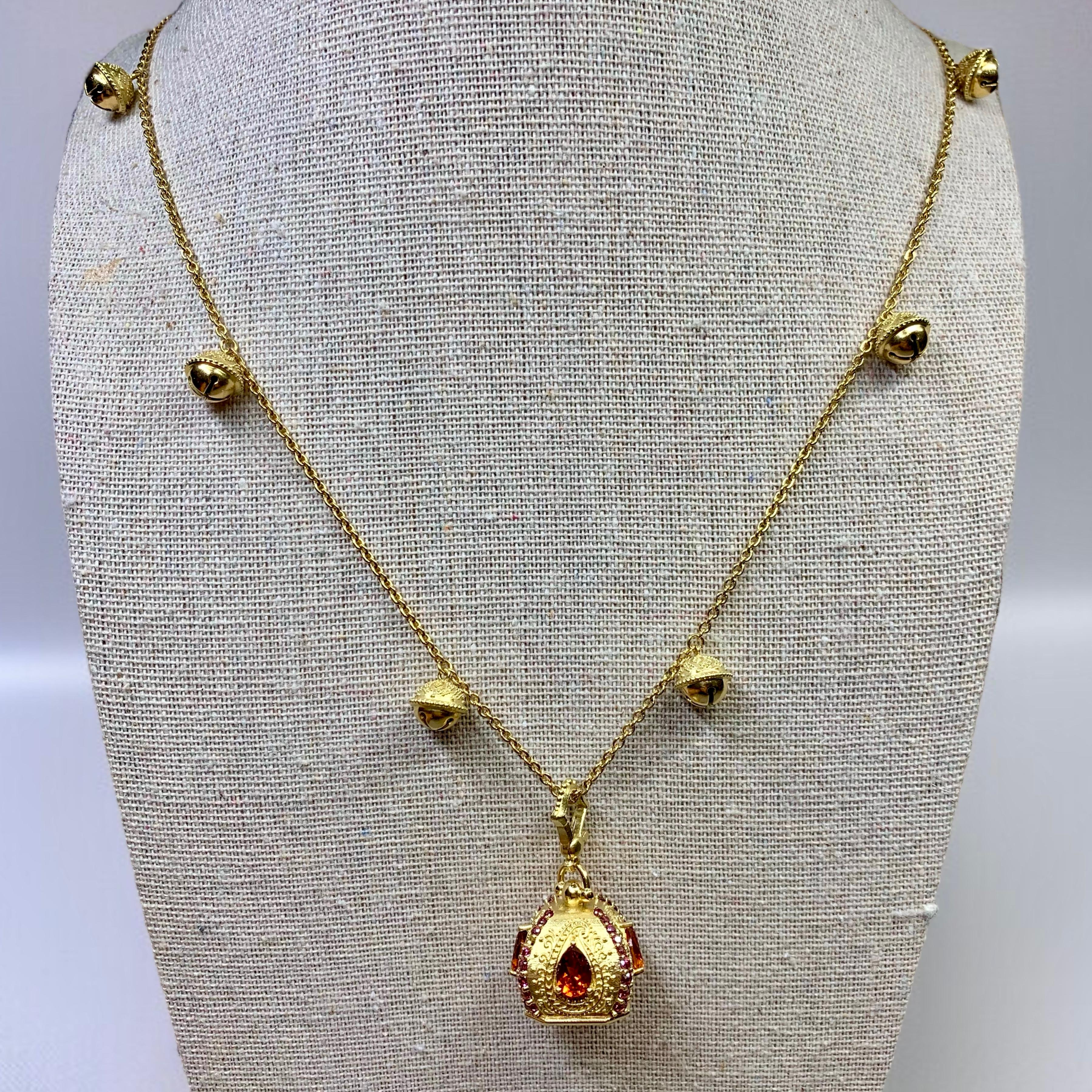 Paul Morelli 18K Citrine Tourmaline Méditation Cloche Collier Longueur Opéra 27.75 Excellent état - En vente à Winter Springs, FL