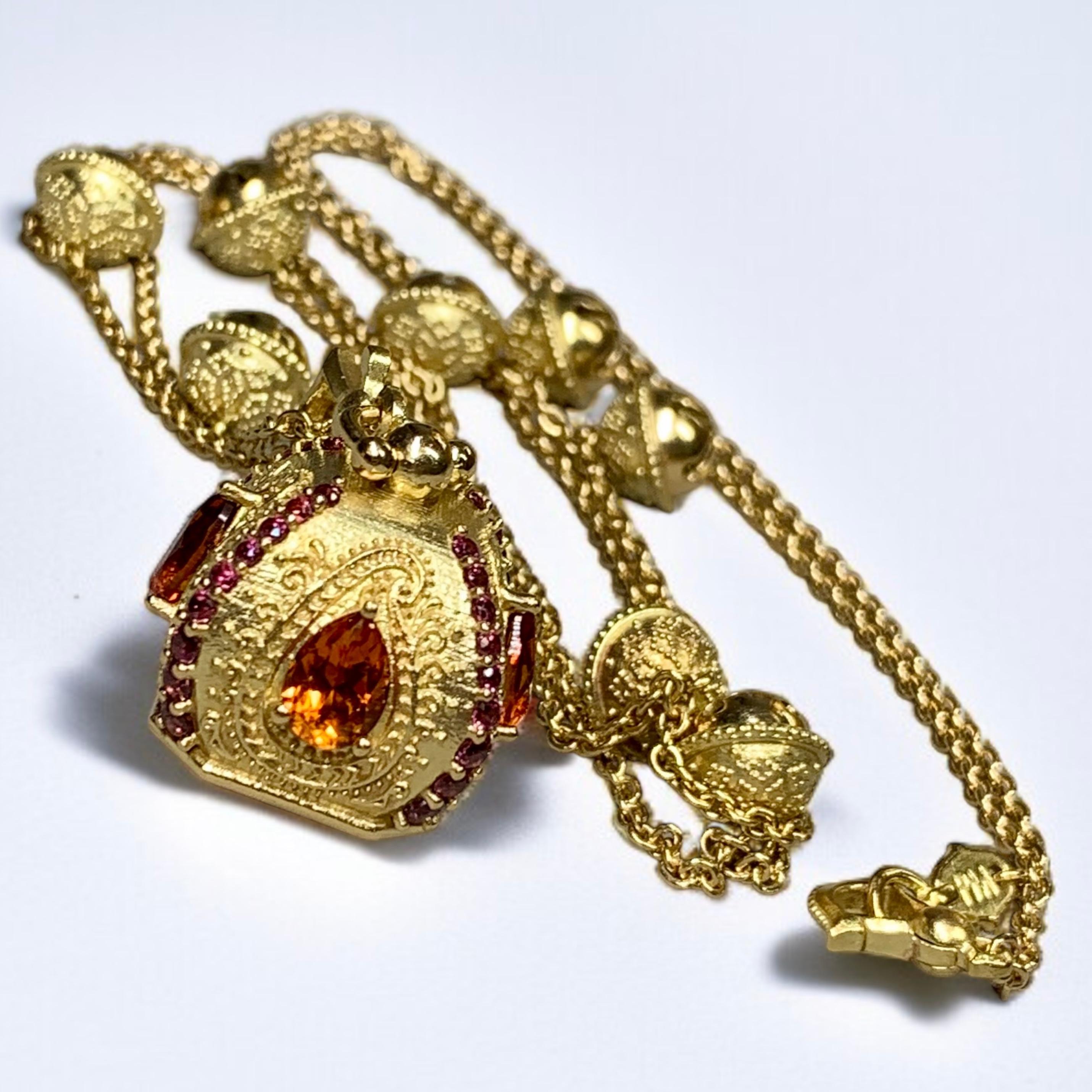 Paul Morelli 18K Citrine Tourmaline Méditation Cloche Collier Longueur Opéra 27.75 Unisexe en vente