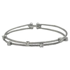 Paul Morelli 18k White Gold Diamond Double Cable Unity Bracelet