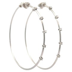 Paul Morelli 18k White Gold 0.35ctw Diamond Station Large Hoop Earrings