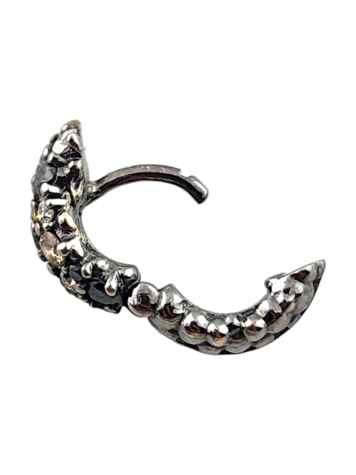 Women's Paul Morelli 18K White Gold Black Confetti Small Hoop Earrings #18313