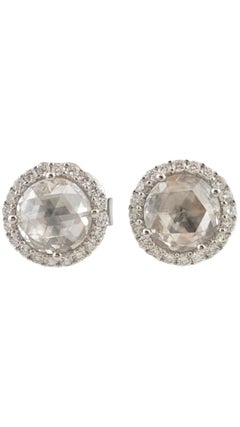 Paul Morelli 18K White Gold Rose Cut Diamond Halo Stud Earrings #18588