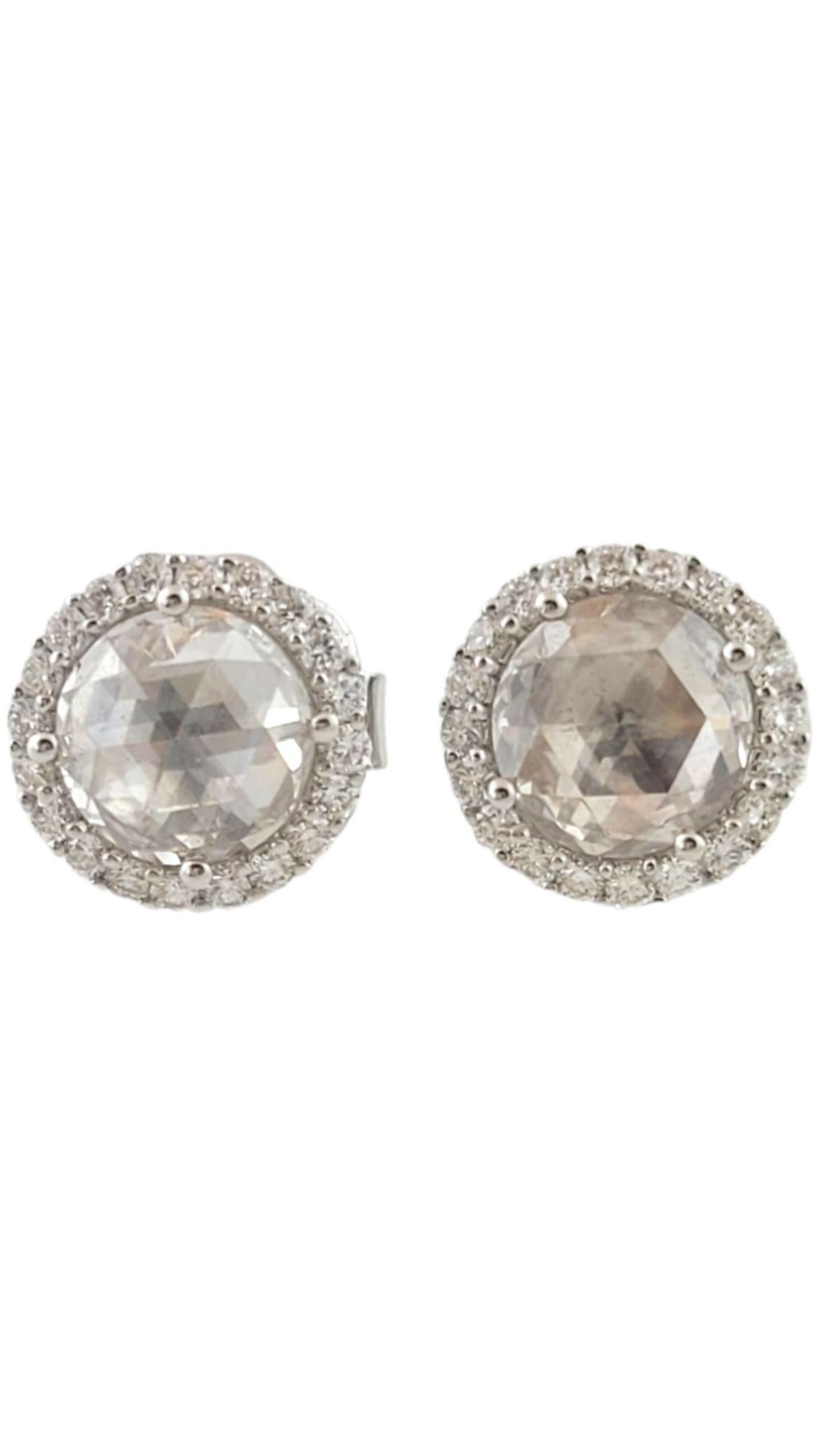 Paul Morelli 18K White Gold Rose Cut Diamond Halo Stud Earrings For Sale 1