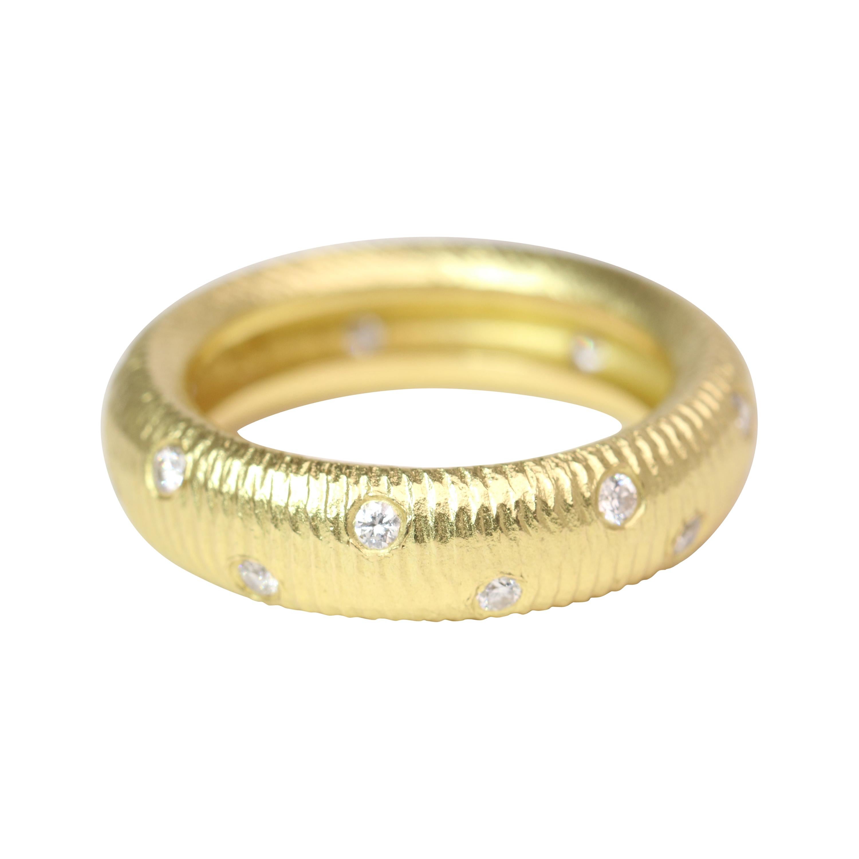 Paul Morelli 18k Yellow Gold Band with Diamonds For Sale