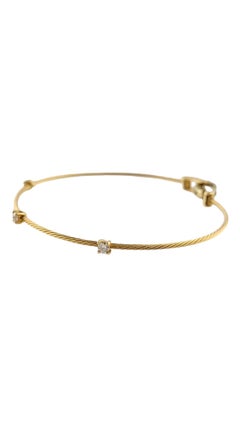 Paul Morelli 18K Yellow Gold Diamond Wire Bangle Unity Bracelet #18139