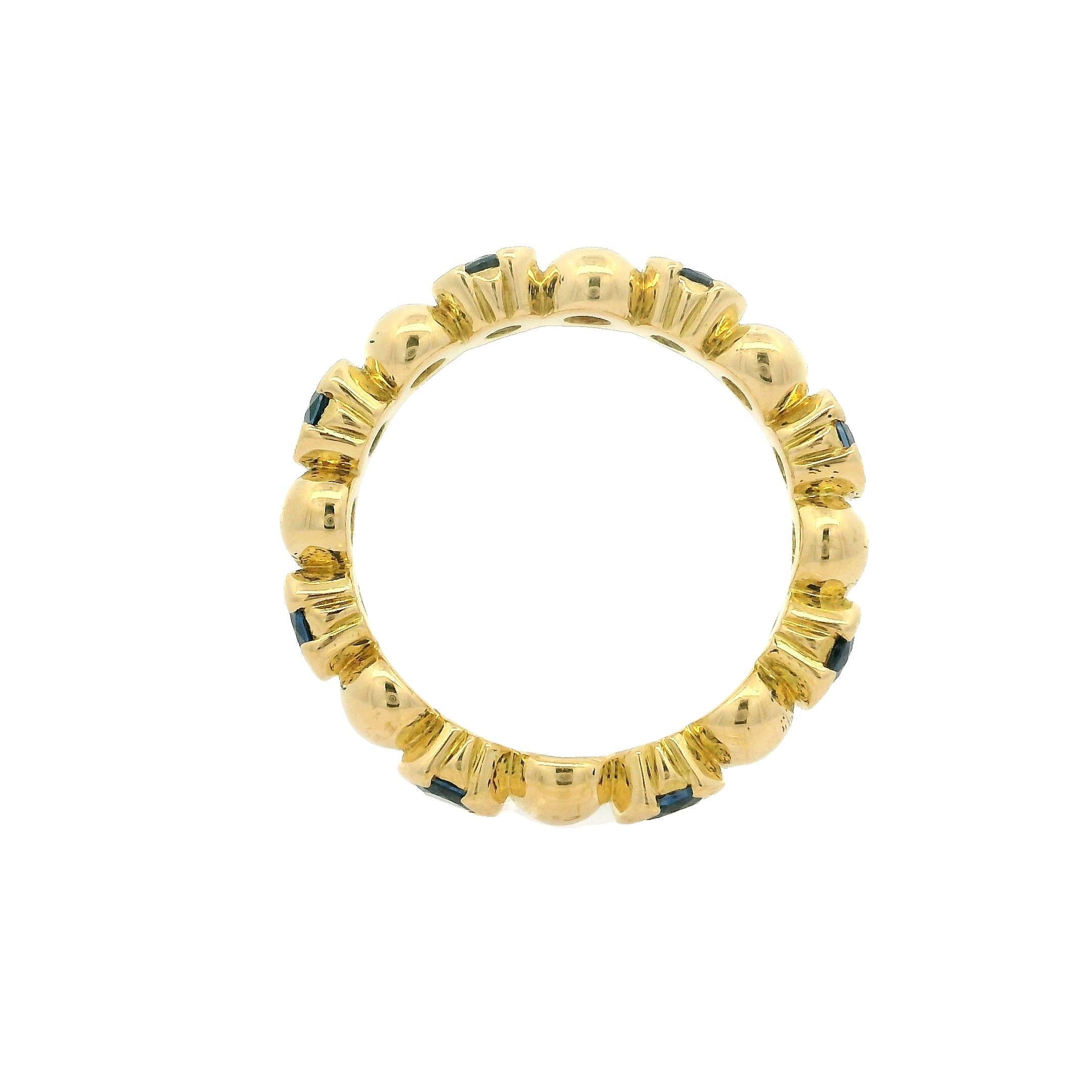 Brilliant Cut Paul Morelli 18k Yellow Gold Half Bezel 1.20ctw Sapphire Eternity Band Ring For Sale