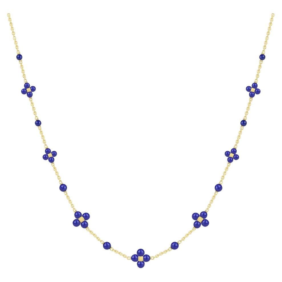 Paul Morelli 18K Yellow Gold Lapis Sequence Necklace, 18" For Sale