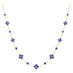 Vintage Paul Morelli 18K Yellow Gold Lapis Sequence Necklace, 18"