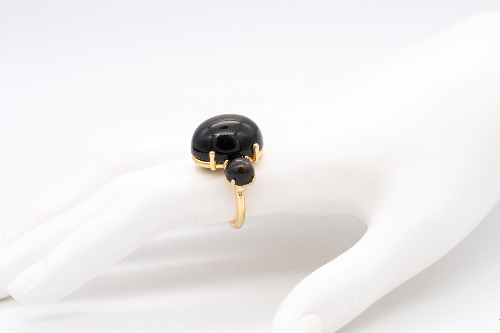 Women's Paul Morelli 18Kt Yellow Gold Cocktail Ring with 26 Cts of Natural Obsidian For Sale