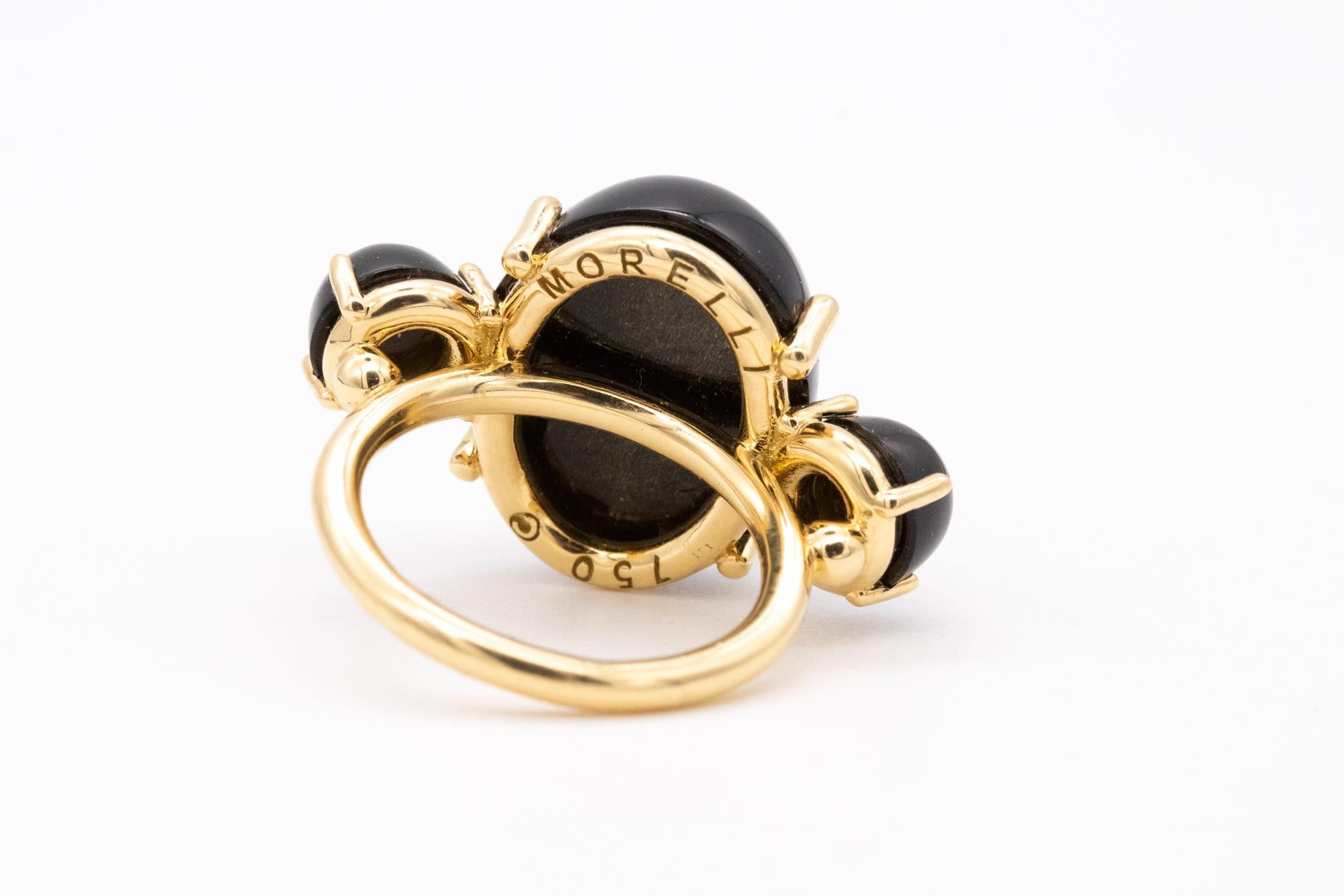 Paul Morelli 18Kt Yellow Gold Cocktail Ring with 26 Cts of Natural Obsidian For Sale 2