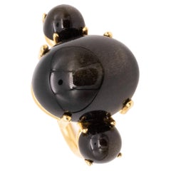 Paul Morelli 18Kt Yellow Gold Cocktail Ring with 26 Cts of Natural Obsidian