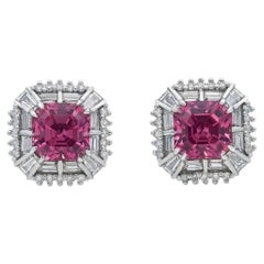 Paul Morelli Pendientes de oro blanco de 18 quilates con espinela rosa y diamante de 3,50 quilates