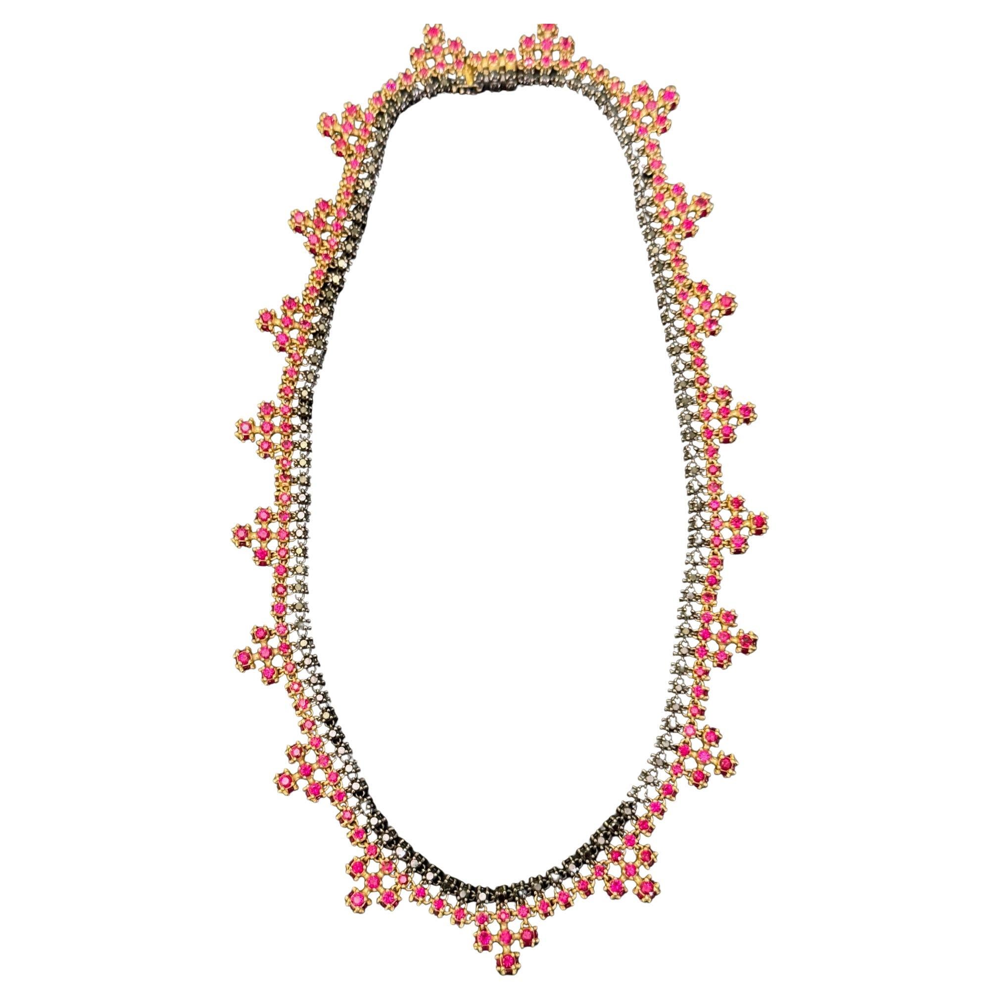 Paul Morelli Black Diamond and Ruby Collar Necklace