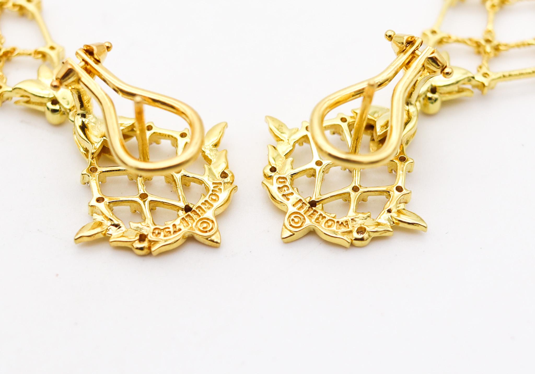 Women's Paul Morelli Classic Dangle Drop Earrings In 18Kt Yellow Gold With Diamonds