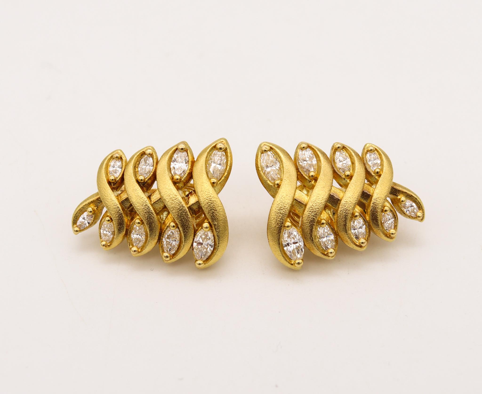 Marquise Cut Paul Morelli Convertible Earrings 18Kt Yellow Gold with 3.12 Cts in VS Diamonds For Sale