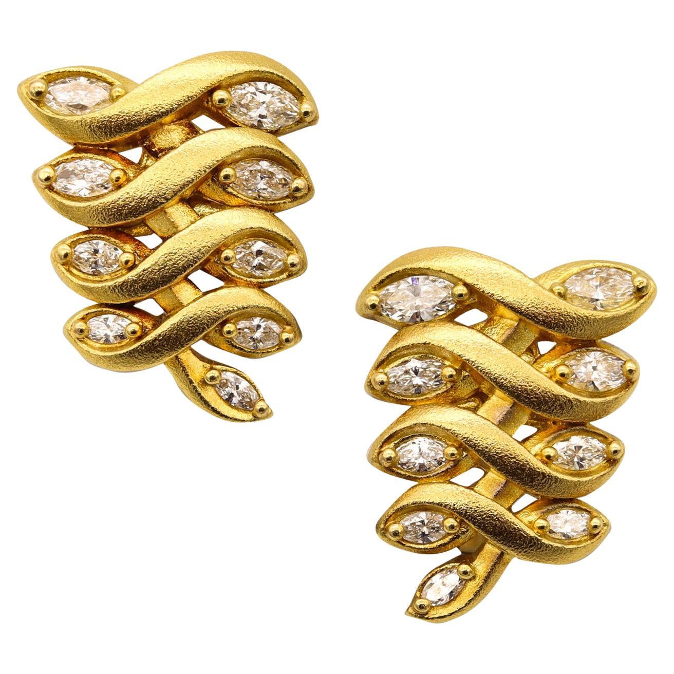 Paul Morelli Convertible Earrings 18Kt Yellow Gold with 3.12 Cts in VS Diamonds For Sale