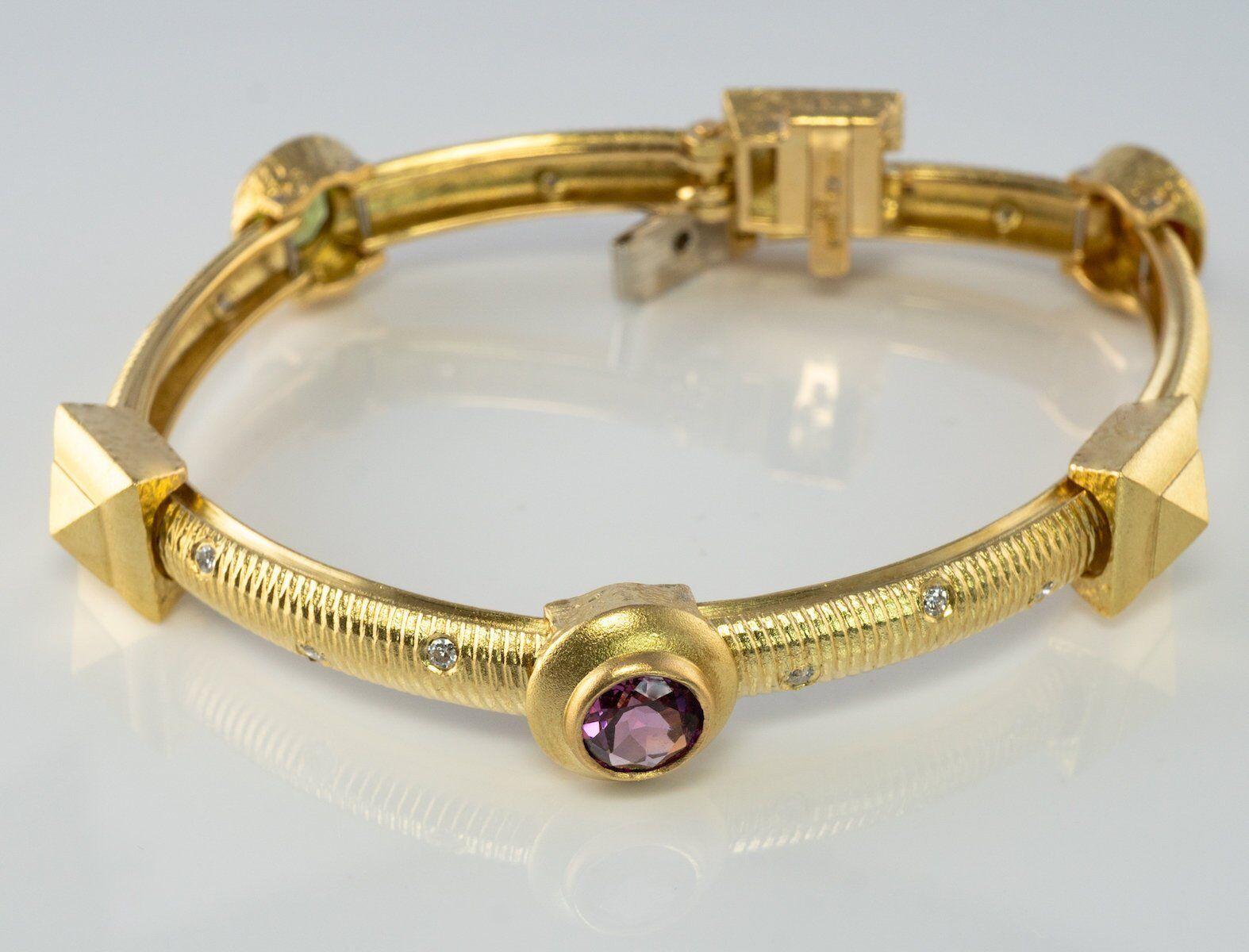 Round Cut Paul Morelli Diamond Amethyst Bracelet Citrine Peridot 18K Gold For Sale