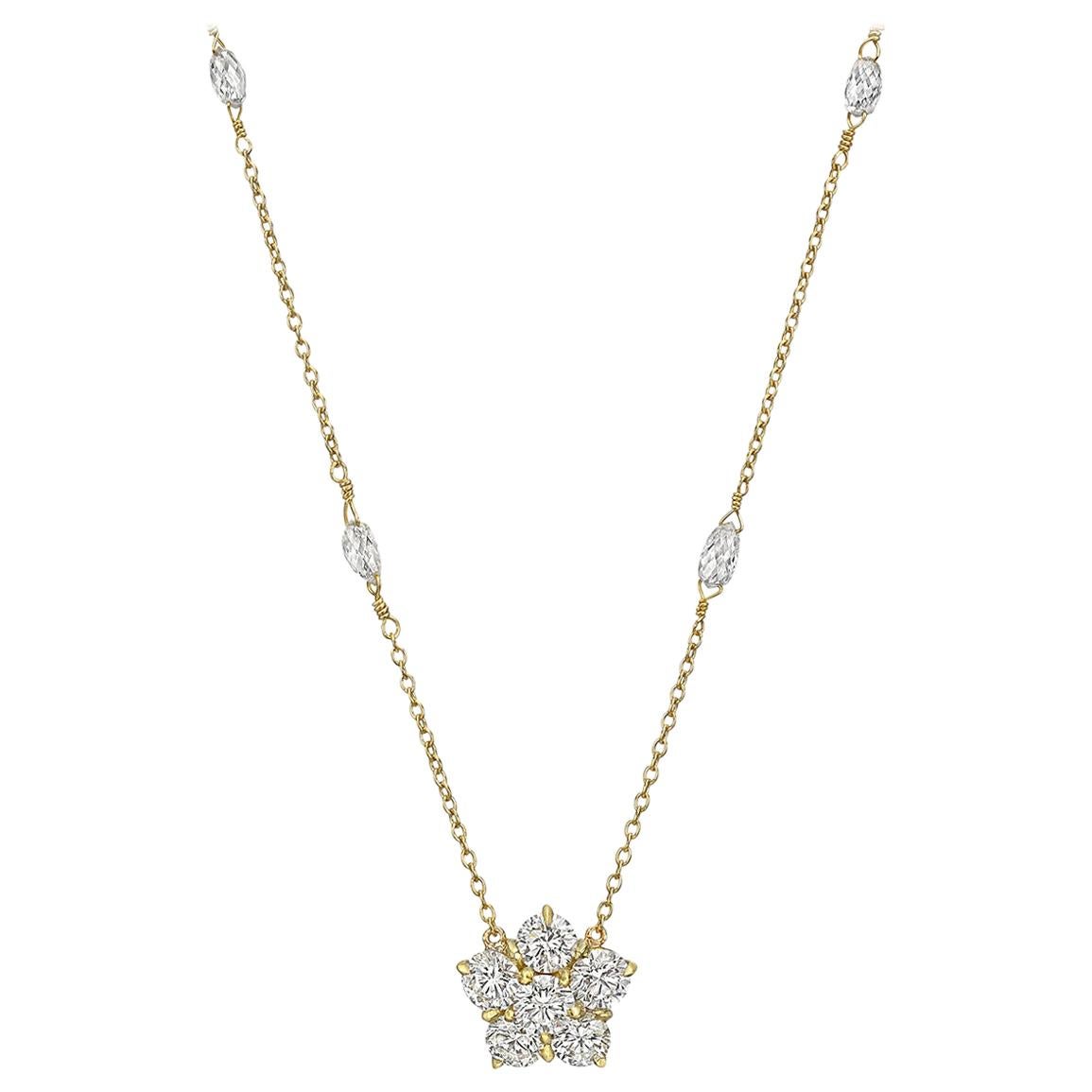 Paul Morelli Diamond Cluster Pendant Necklace with Briolette Stations