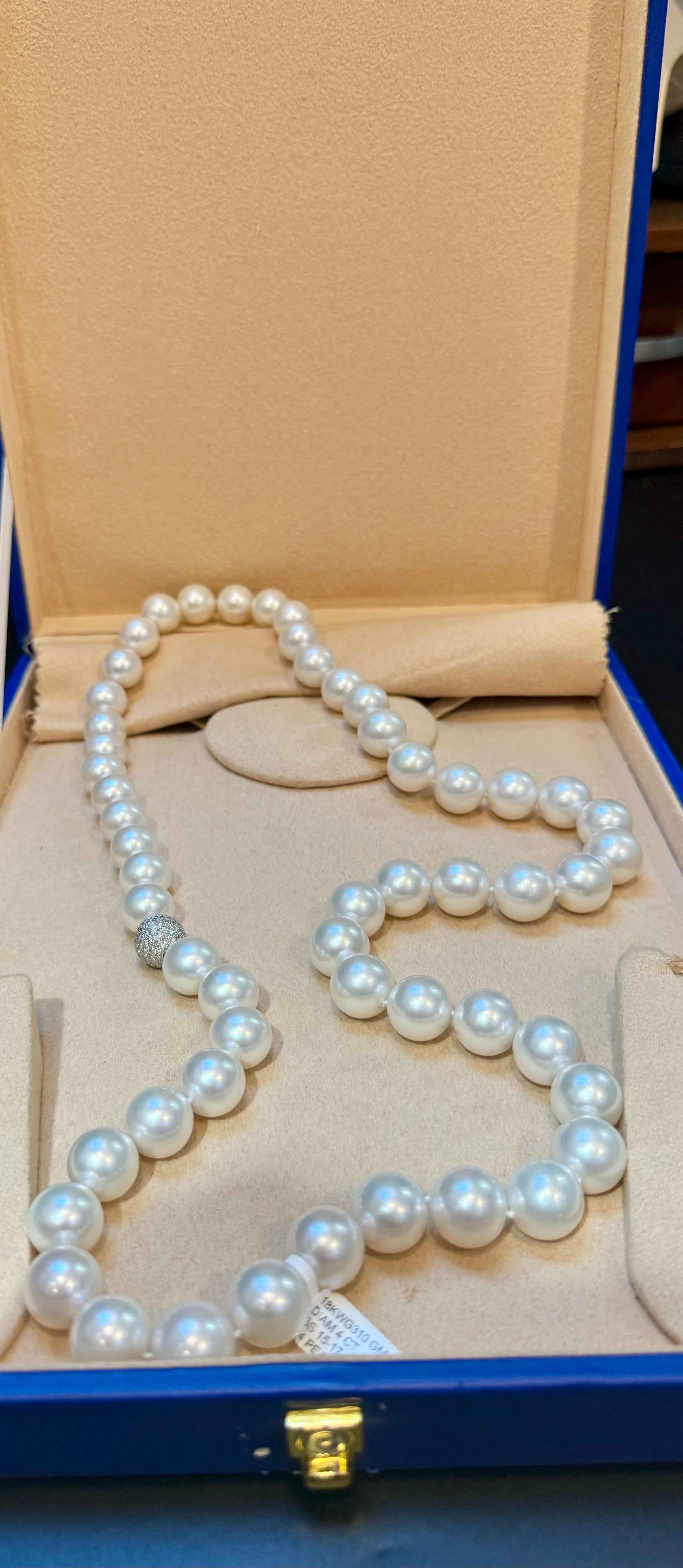 Paul Morelli  Collier Opéra avec perles des mers du Sud sans défaut et 4 ct de diamants 36 