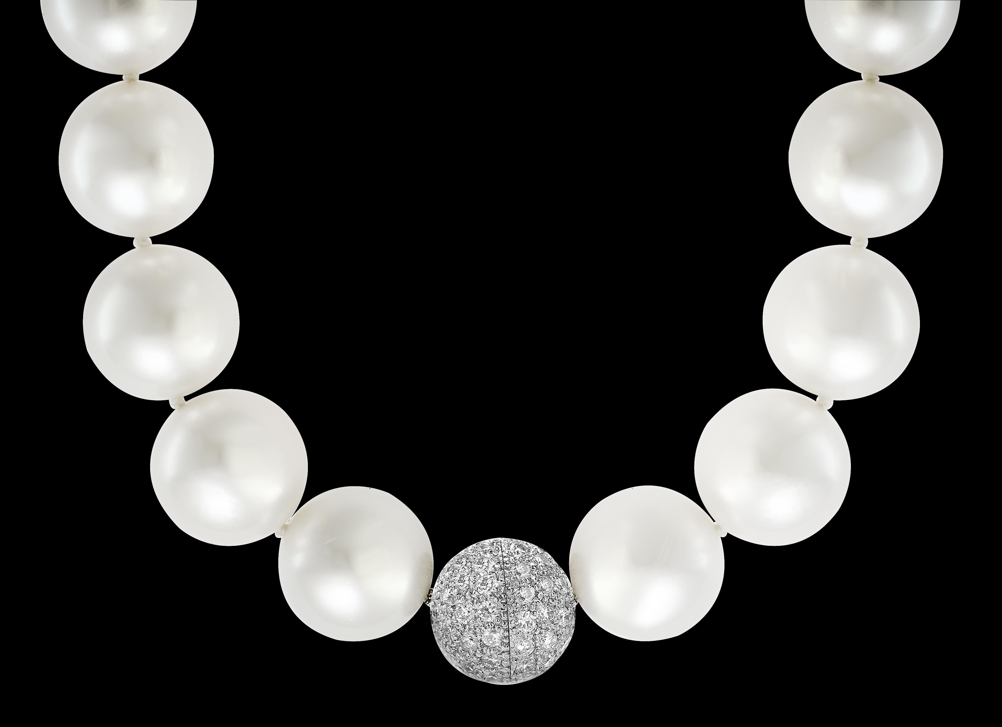 Paul Morelli  Collier Opéra avec perles des mers du Sud sans défaut et 4 ct de diamants 36 