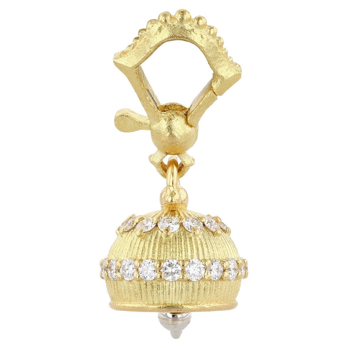 Paul Morelli Gold and Diamond Temple Bell in Size Small