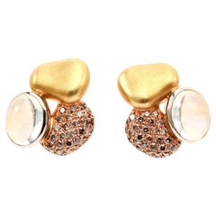 Paul Morelli Gold, Diamond and Moonstone Earrings