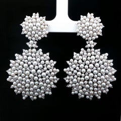 Paul Morelli Lagrange Pendientes de perlas y diamantes Oro blanco de 18 quilates