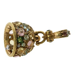 Paul Morelli Meditation Bell Pendant Multigem 18K Yellow Gold