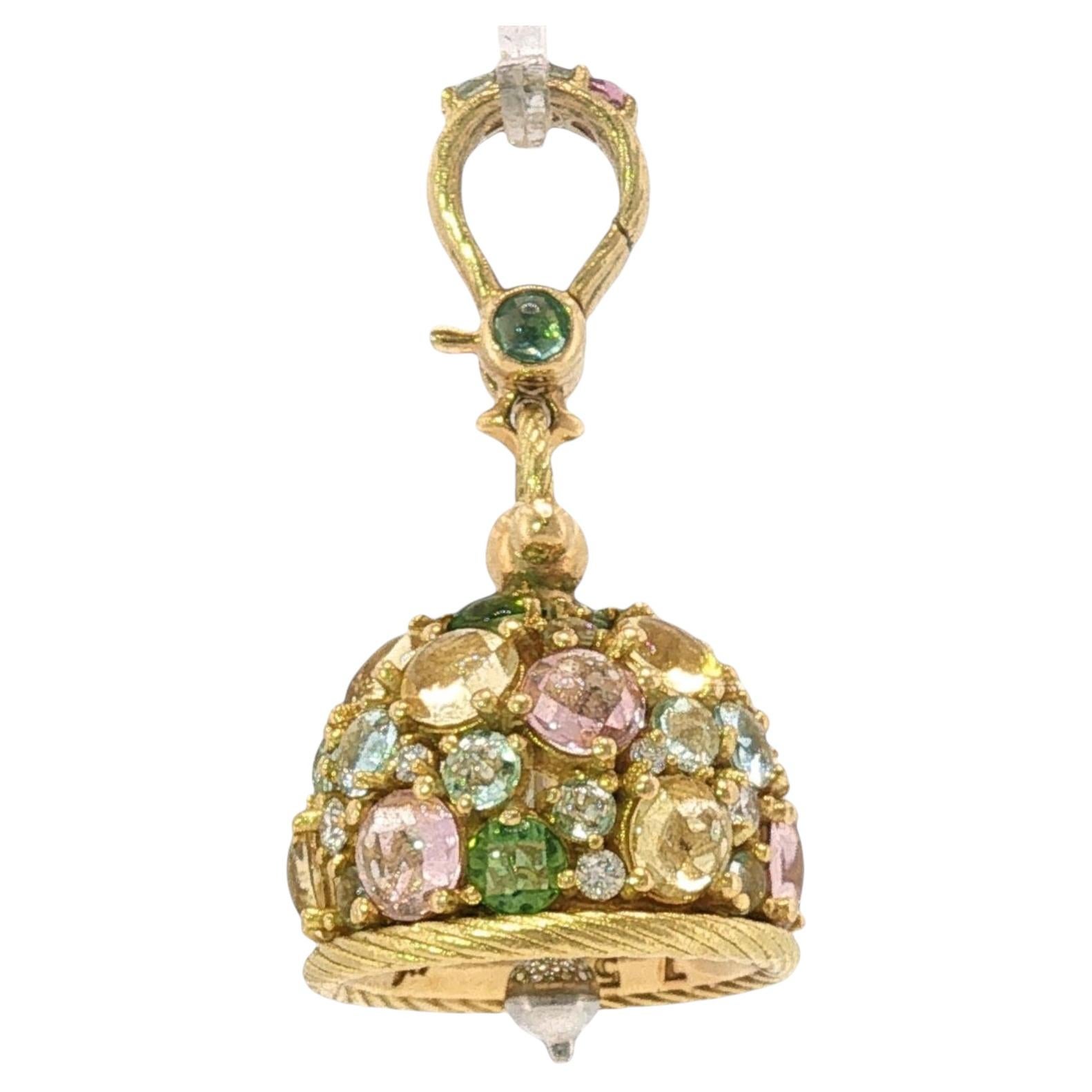 Paul Morelli Meditation Bell Pendant Multigem 18K Yellow Gold