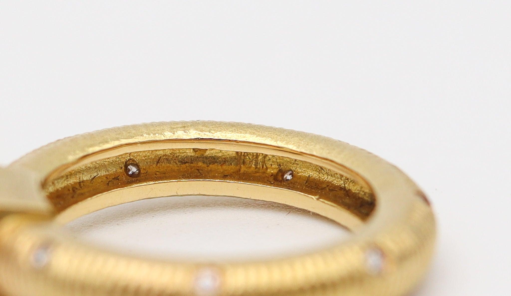 PAUL MORELLI Bague-bandeau en or 18Kt avec diamants et péridot vert vif en vente 3