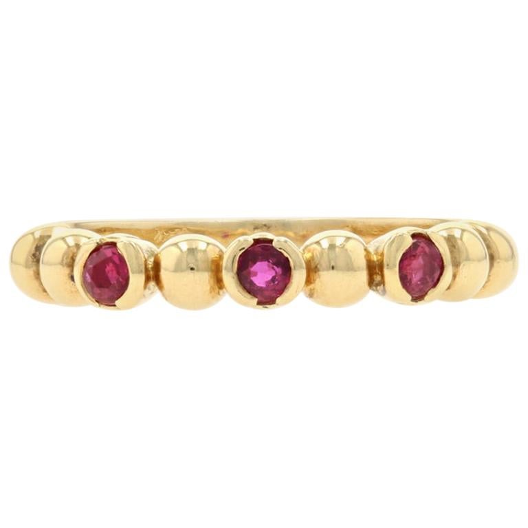 Paul Morelli Ruby Stackable Band Ring Yellow Gold, 18k Round Cut .33ctw Designer