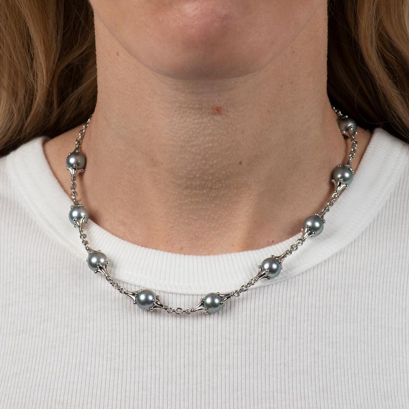 Paul Morelli Set aus Tahiti-Perlenkette und Ohrring aus Platin im Zustand „Neu“ in Houston, TX