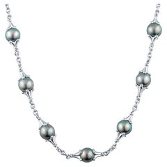 Paul Morelli Set aus Tahiti-Perlenkette und Ohrring aus Platin