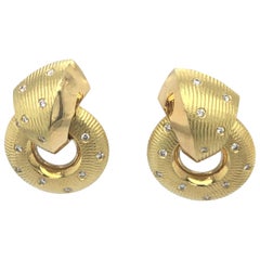 Retro Paul Morelli Yellow Gold Diamond Earrings