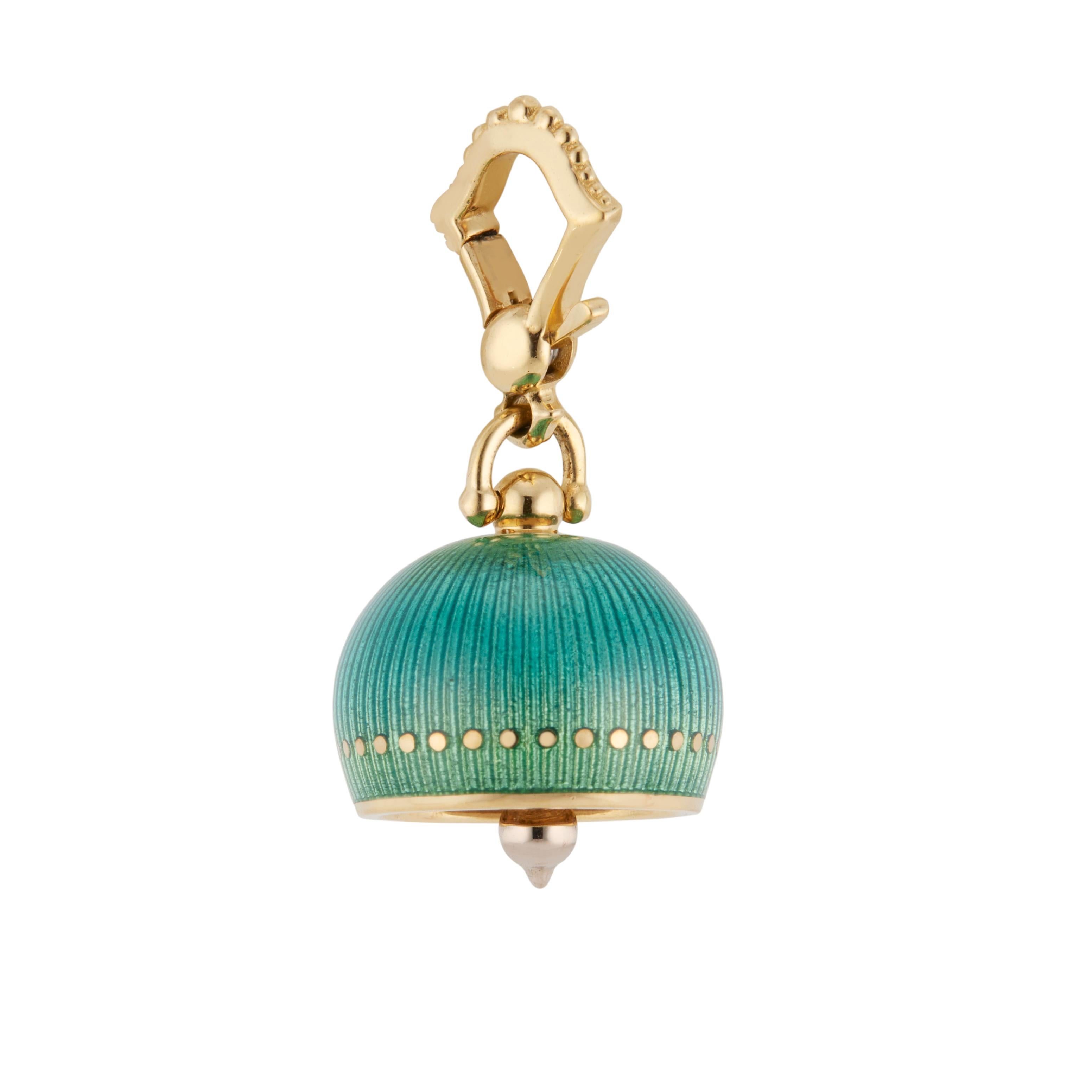 Paul Morelli Yellow Gold Enamel Meditation Bell Pendant In Good Condition In Stamford, CT
