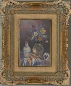 Paul Morgan (né en 1940) - 20e siècle Huile, Nature morte avec un vase à fleurs
