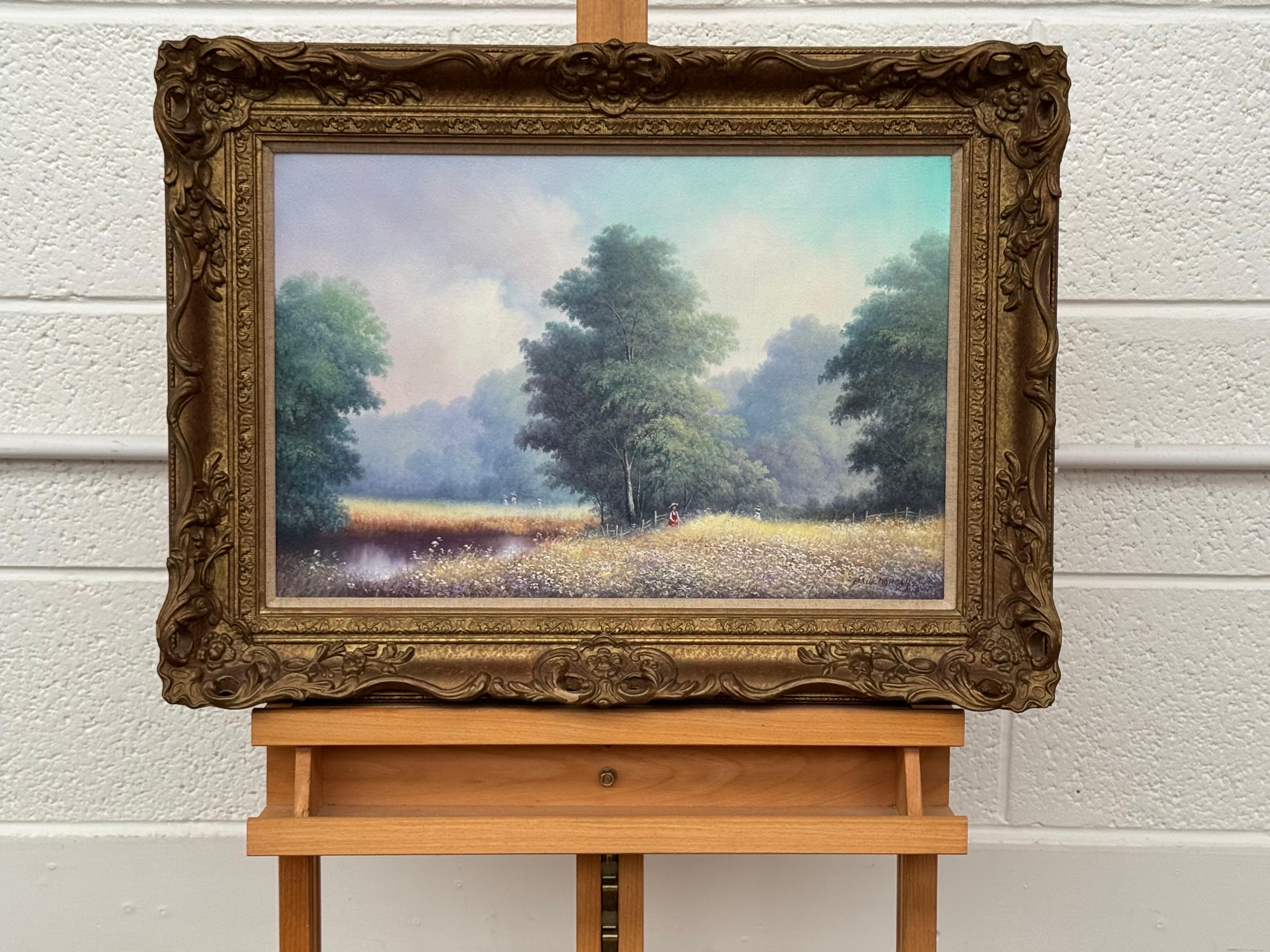 Vintage Painting of Children by River the English Countryside by British Artist For Sale 14