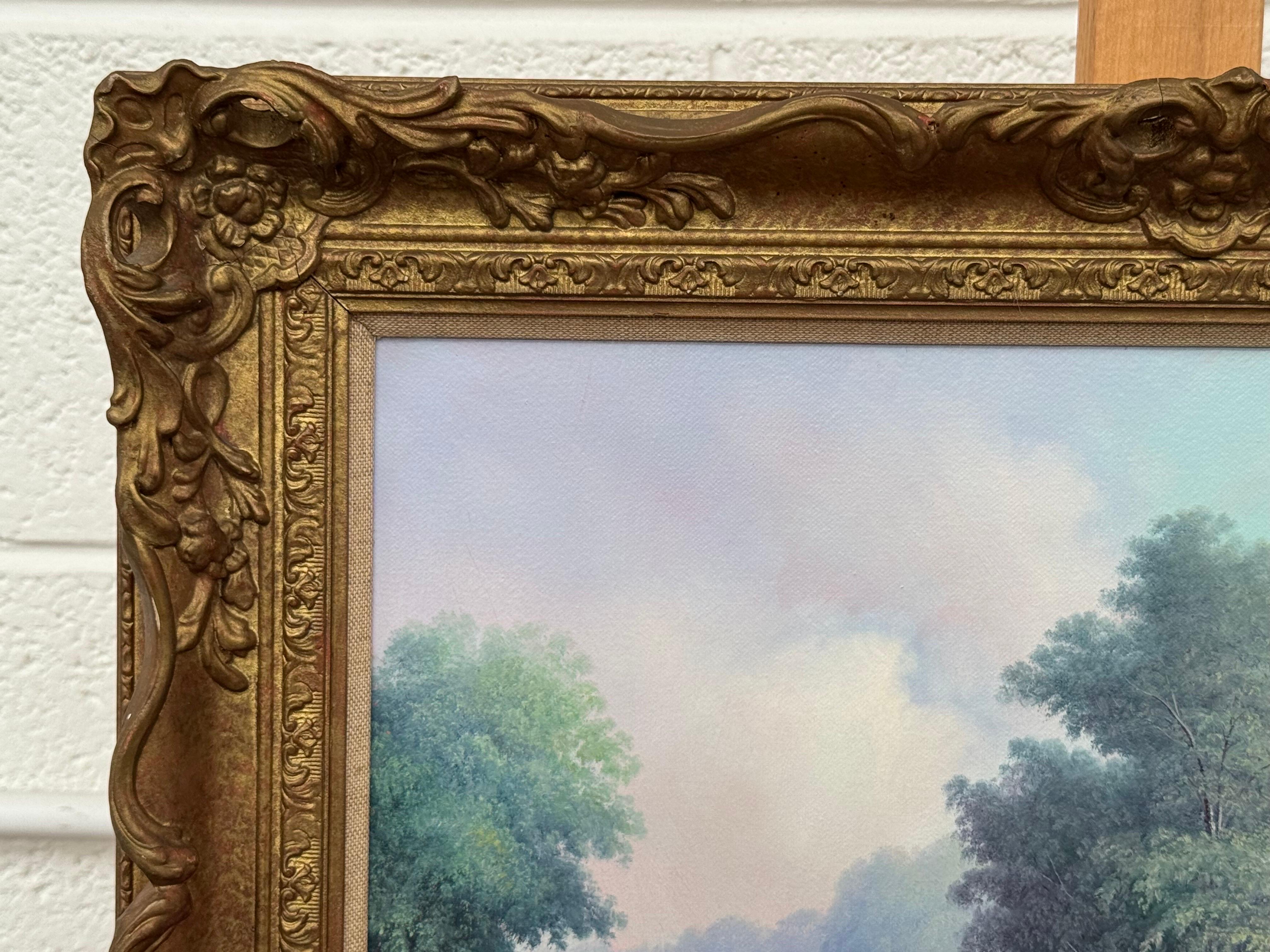 Vintage Painting of Children by River the English Countryside by British Artist For Sale 3