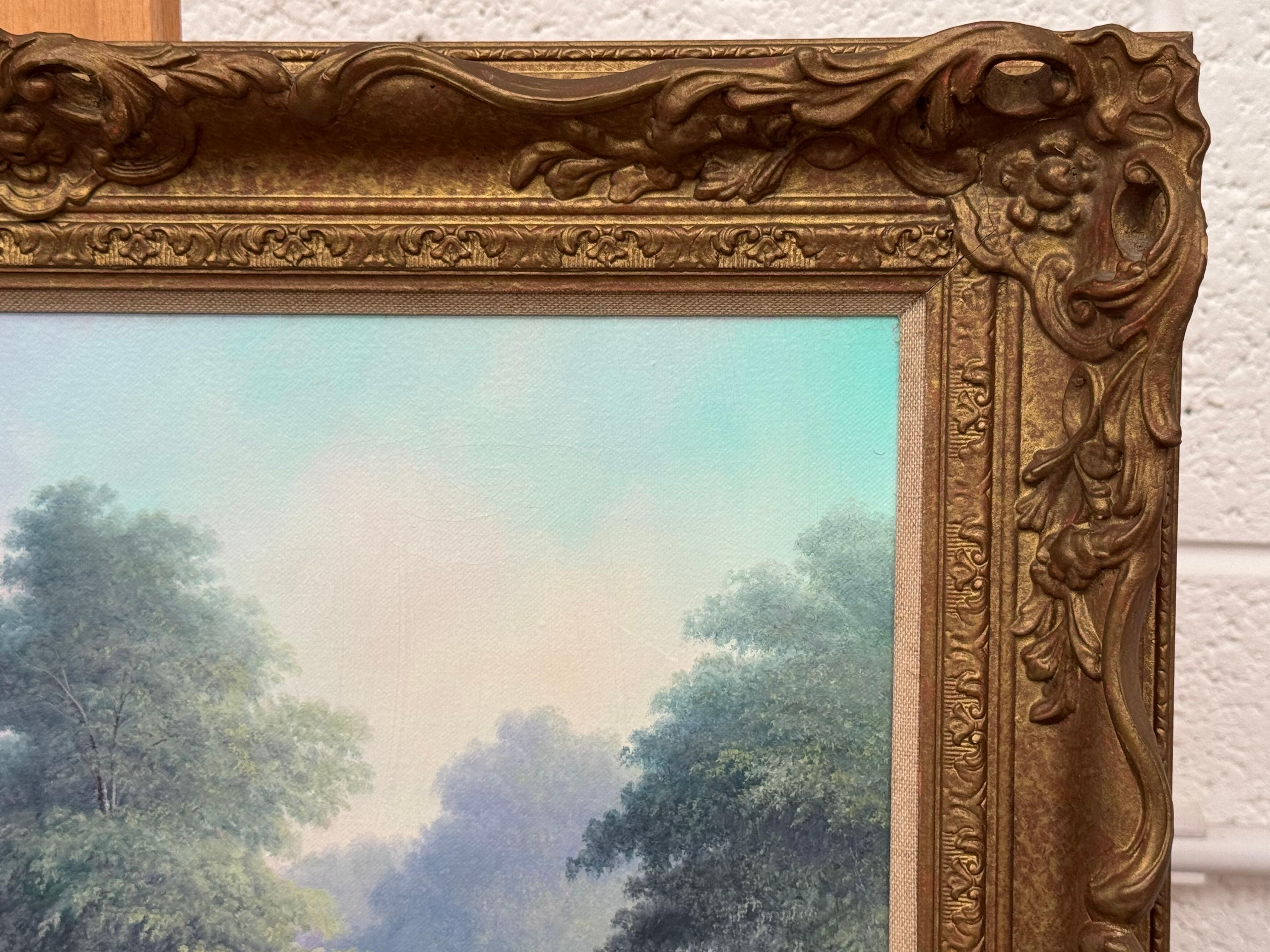Vintage Painting of Children by River the English Countryside by British Artist For Sale 5