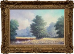 Vintage Painting of Children by River the English Countryside by British Artist