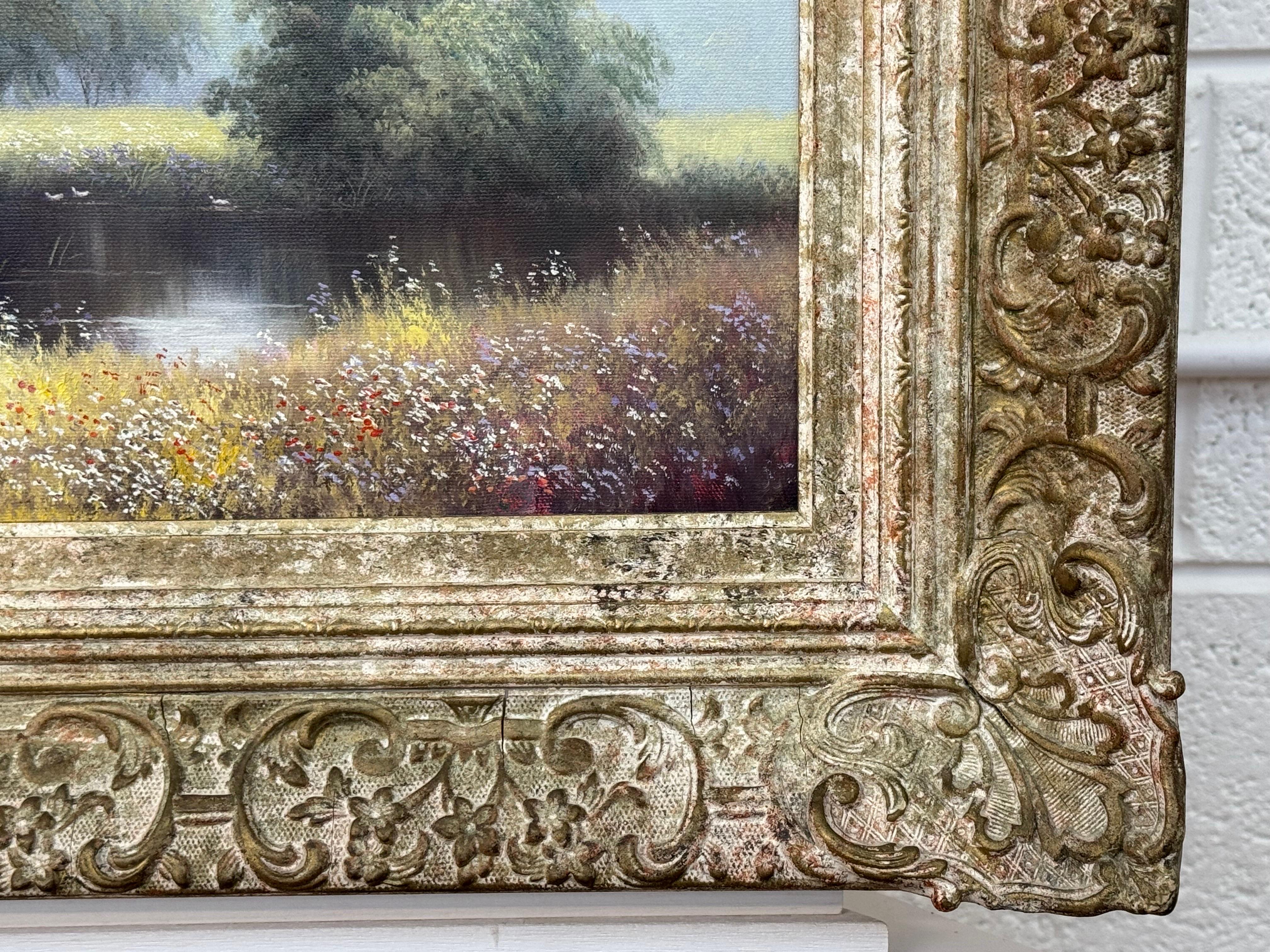 Pintura vintage de niños pescando en el río Verano en la campiña inglesa en venta 1