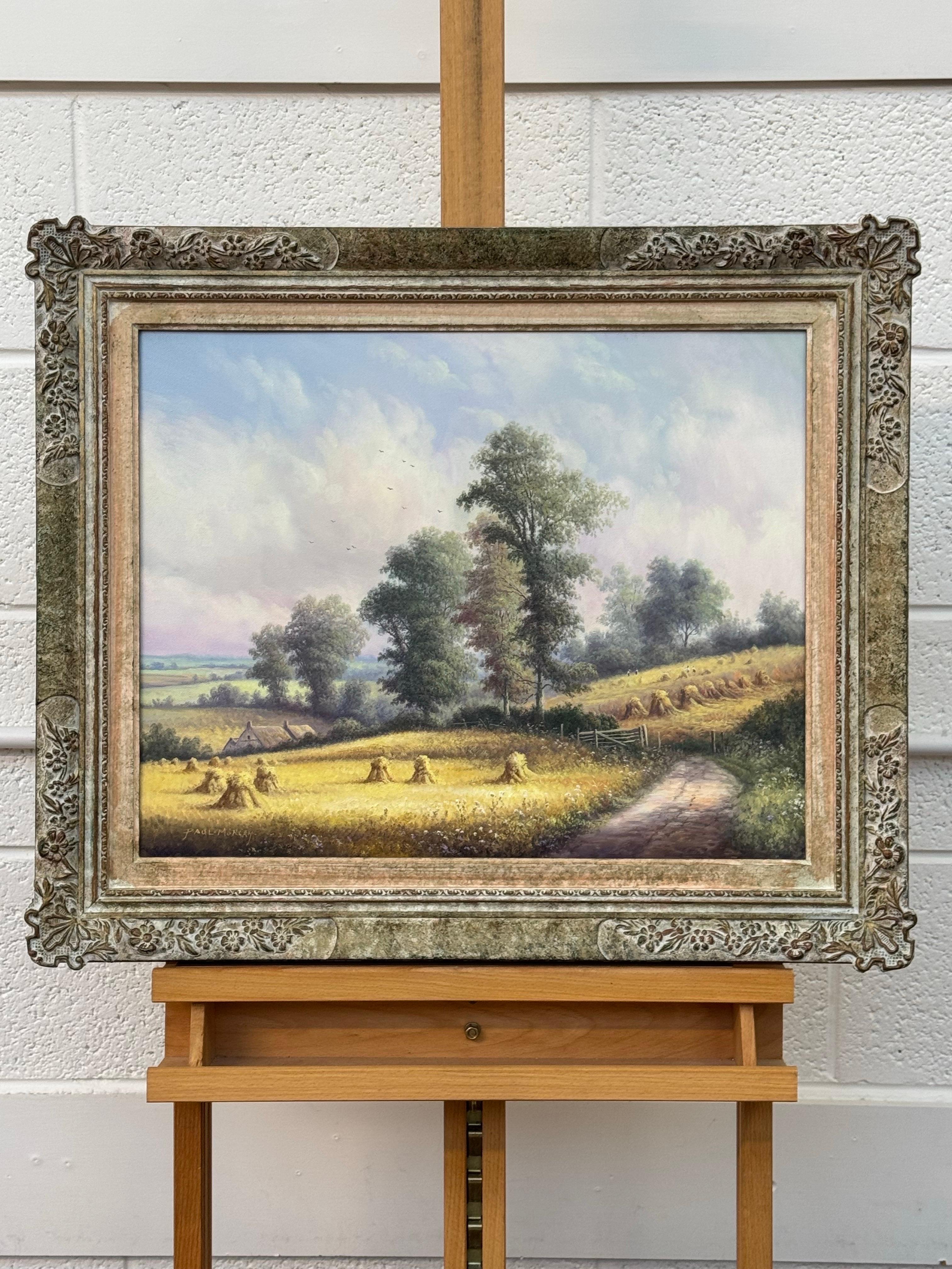Quadro d'epoca raffigurante il tempo del raccolto nella campagna inglese, realizzato da un artista britannico in vendita 7