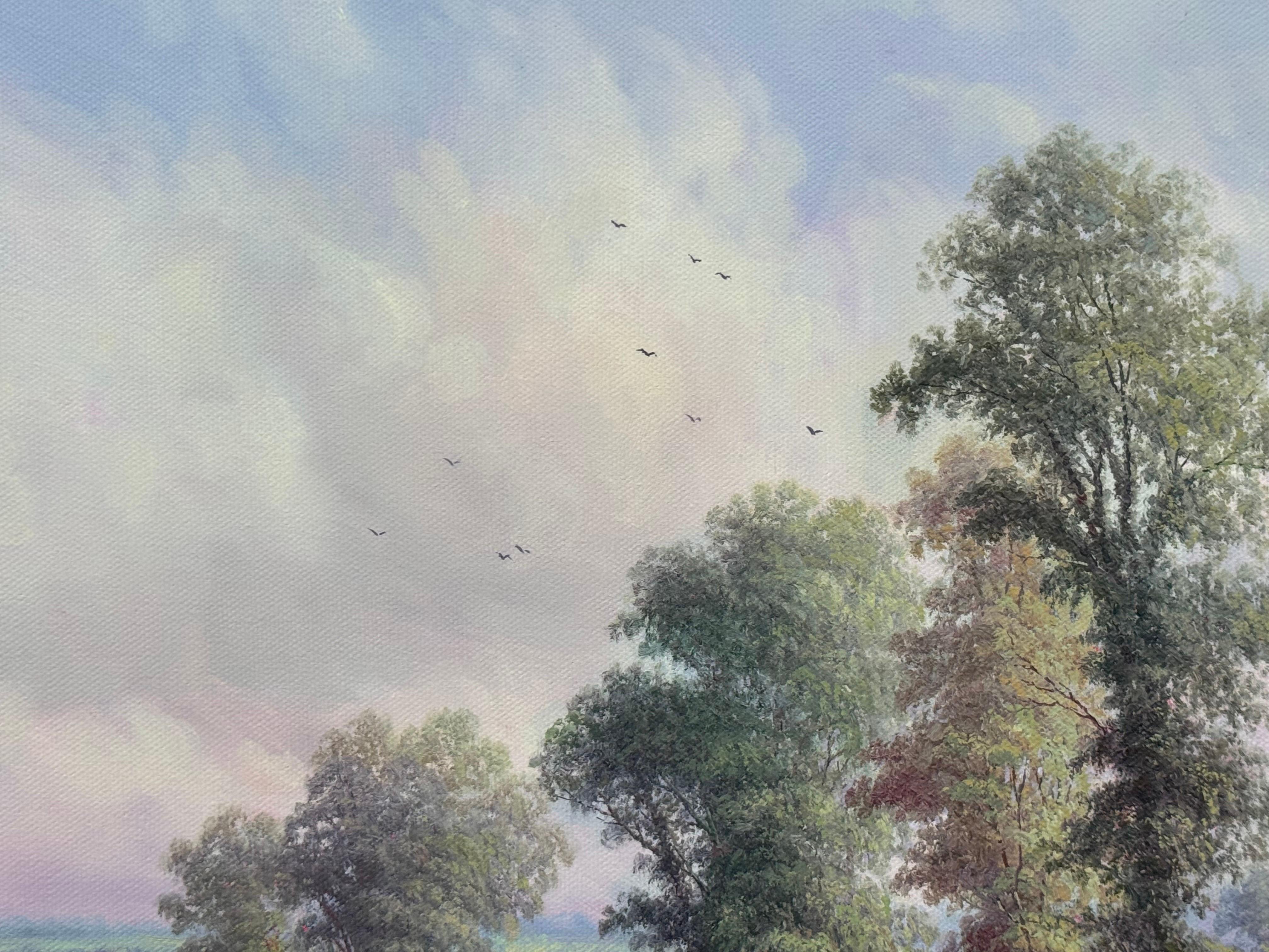 Quadro d'epoca raffigurante il tempo del raccolto nella campagna inglese, realizzato da un artista britannico in vendita 11
