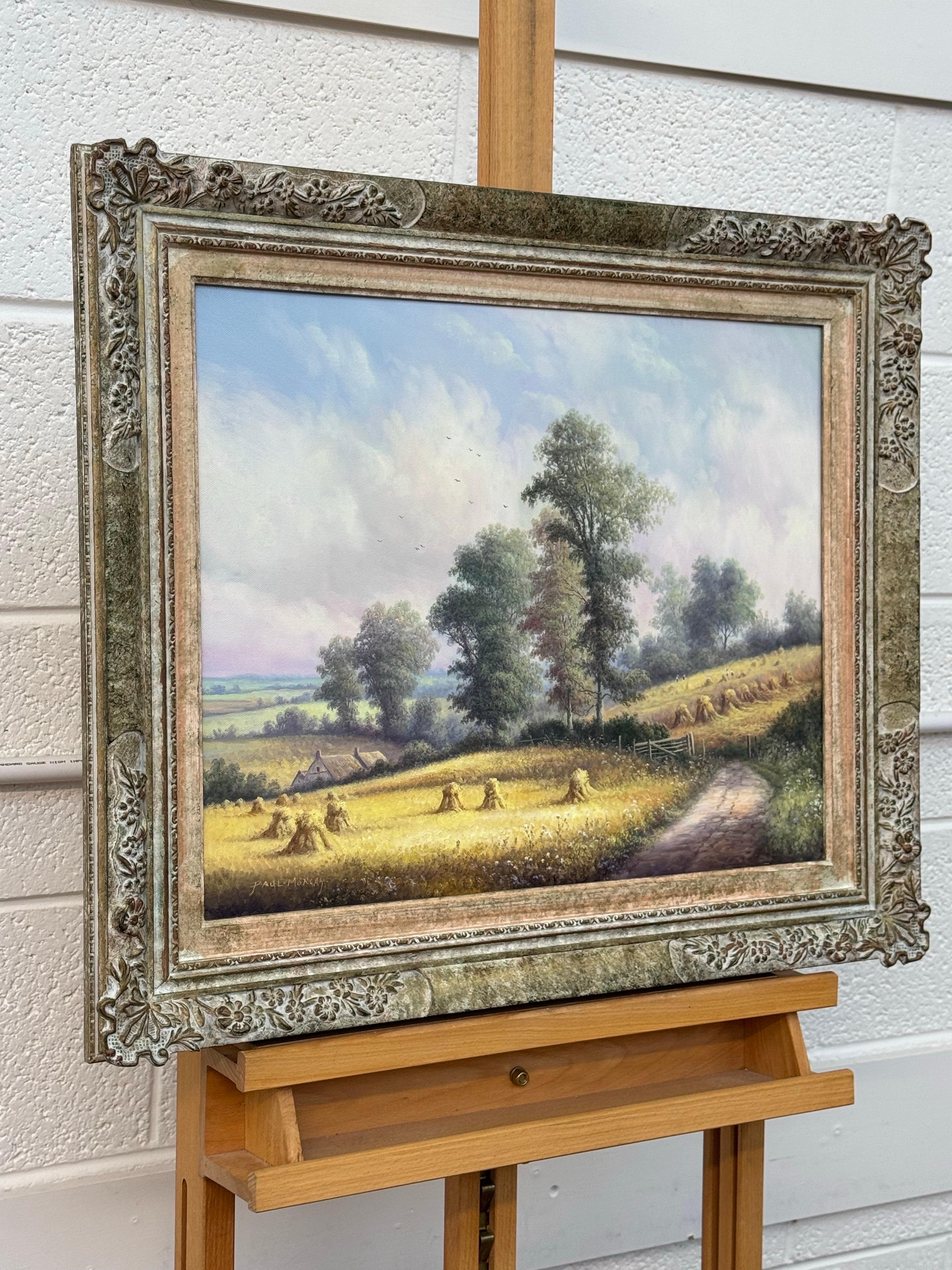Quadro d'epoca raffigurante il tempo del raccolto nella campagna inglese, realizzato da un artista britannico - Painting di Paul Morgan