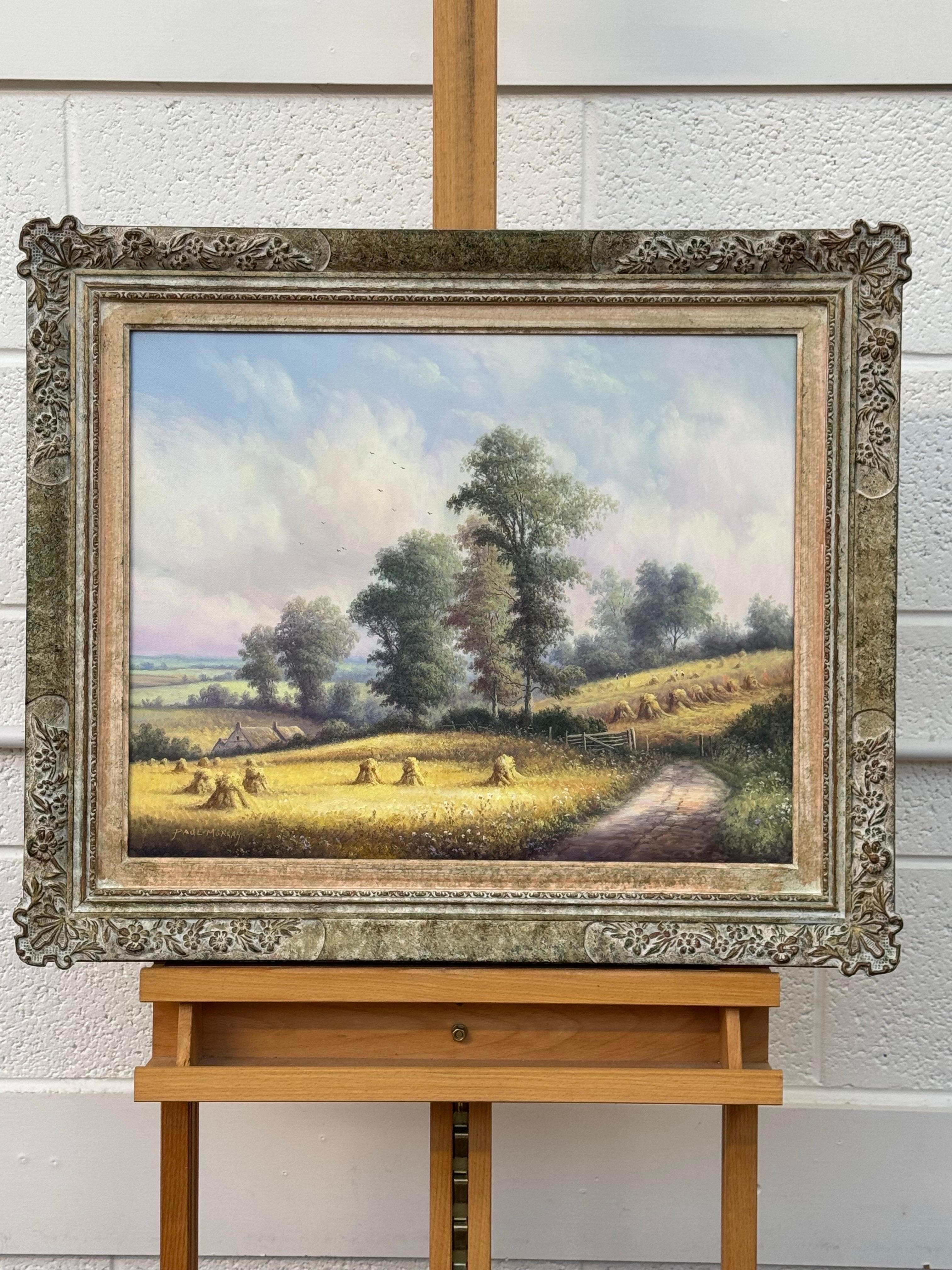 Quadro d'epoca raffigurante il tempo del raccolto nella campagna inglese, realizzato da un artista britannico - Painting Realismo di Paul Morgan